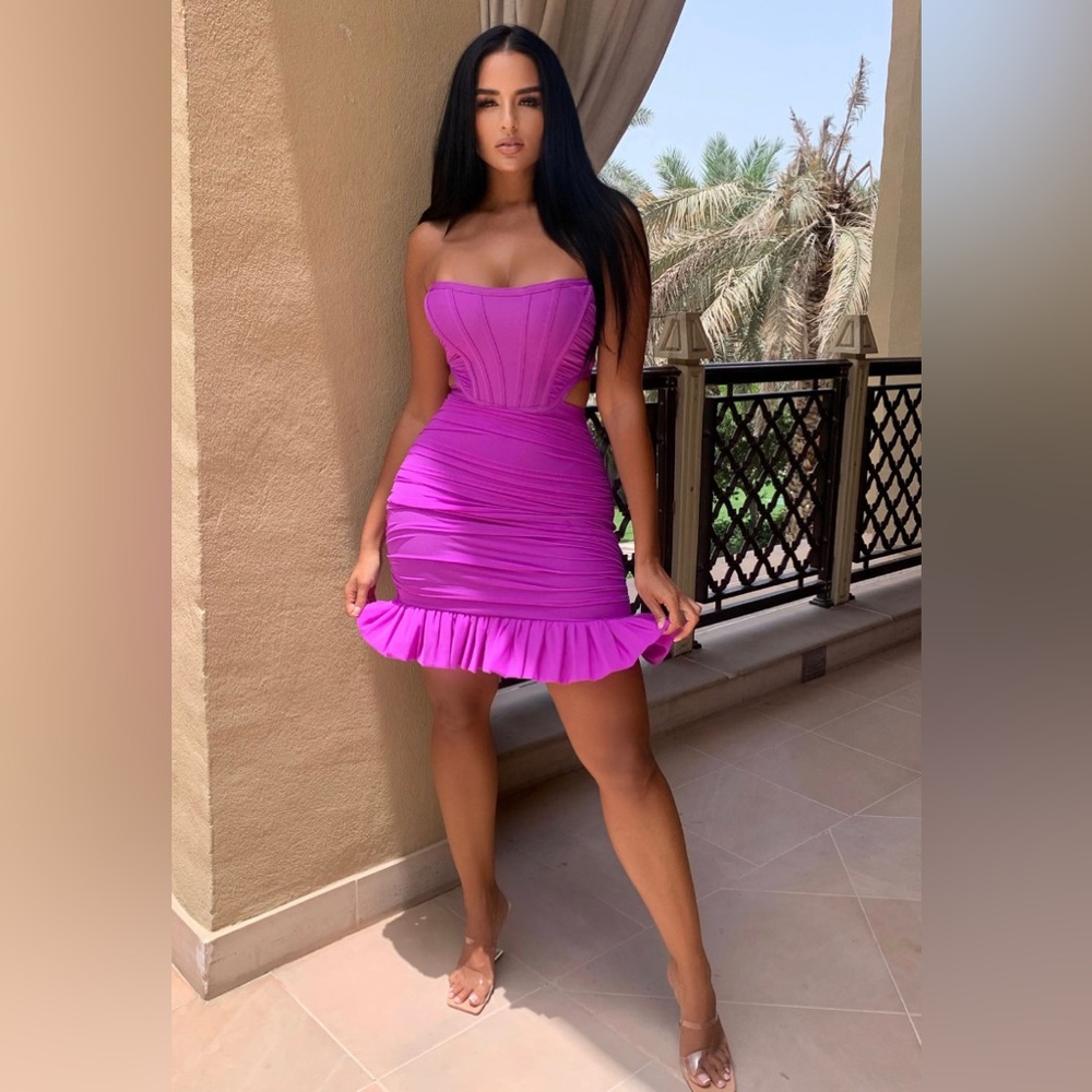 Fashion Nova Purple Divine Feminine Bandage Mini Dress